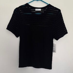 NEW WITH TAGS Nine West Black Knit Short Sleeve Top